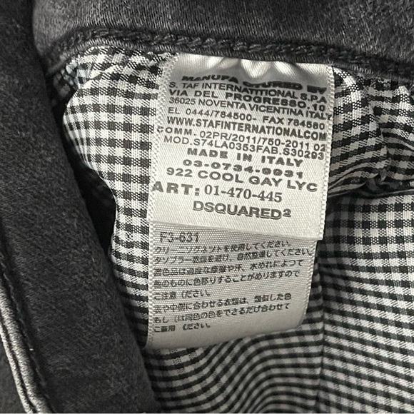 DSQUARED2 Jeans Mens 34x32 Cool Guy Slim Stretch Black Denim Made in Italy Rip - Picture 12 of 13